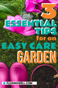 Gardening ideas for an easy care garden Pinterest image