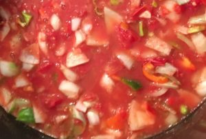 salsa cooking in the pot