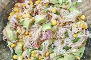 chicken avocado salad recipes in a bowl