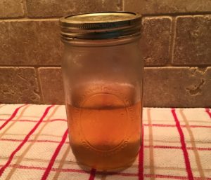 extra pickle brine in a jar