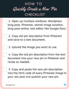 Quickly Create a New Pin Checklist pdf