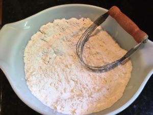 White Chocolate Raspberry Scones with pastry blender