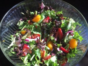 Berry Mandarin Tossed Salad ready for dressing
