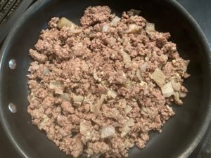 Cooking the ground beef for the best easy taco salad