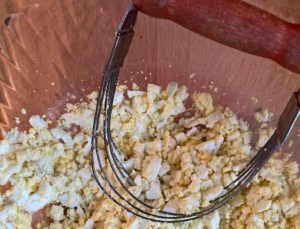 Easy Potato Salad Recipe chopping eggs