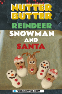 Nutter Butter Reindeer Snowman and Santa Pinterest Graphic