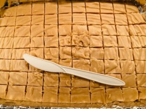 Easy Peanut Butter Fudge with Marshmallow Creme pieces