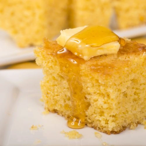 Cornbread with honey and butter
