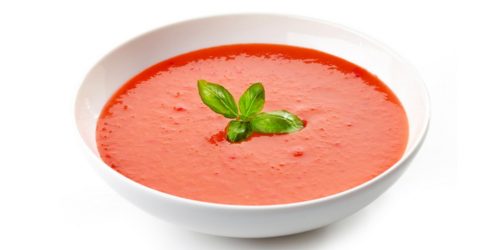 easy tomato butternut squash soup in a bowl featured image