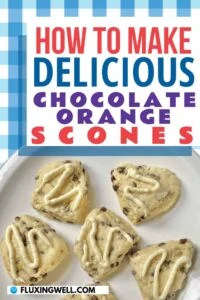 chocolate orange scones on a plate pinterest image