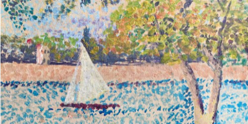pointillism projects and lesson plans horizontal image sailboat and tree