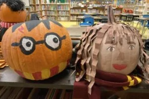 book character pumpkins ideas harry potter and hermione heads