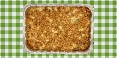 easy eggless breakfast casserole recipe ready to serve featured image