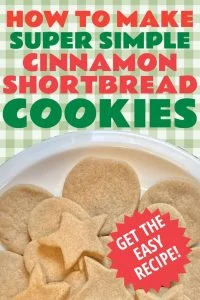 how to make super simple cinnamon shortbread cookies on a plate for Pinterest