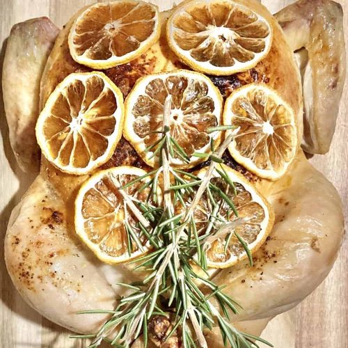 lemon rosemary chicken roasted with garlic finished