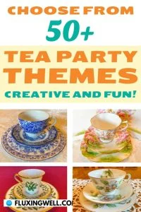 Tea party themes collage of teacups