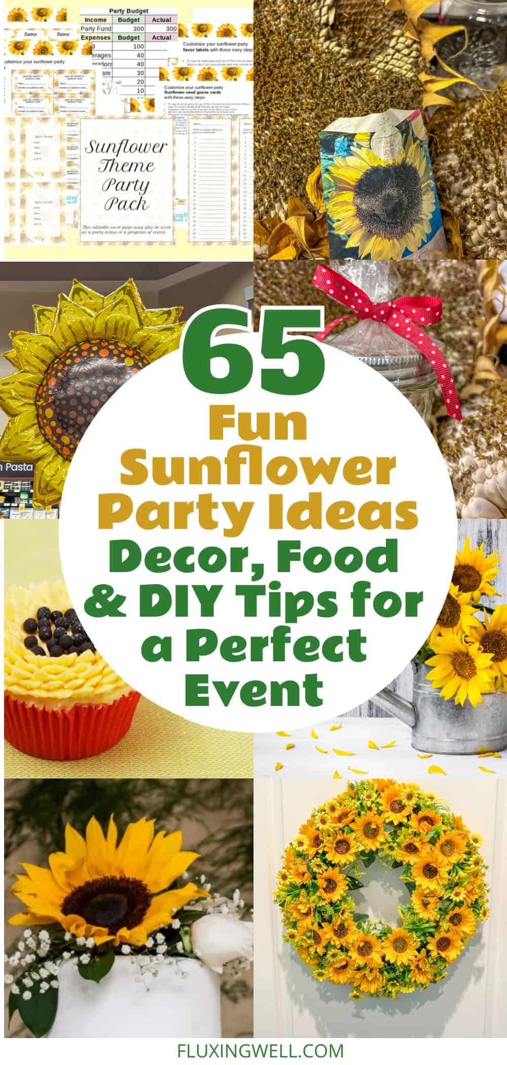 sunflower themed party ideas long collage
