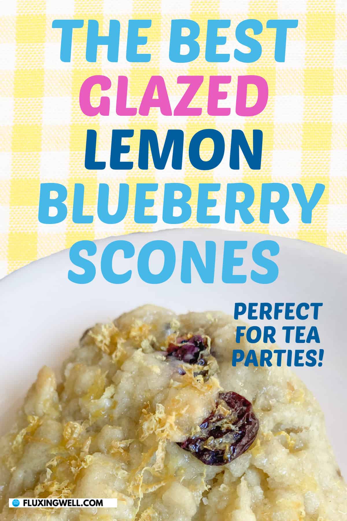  a closeup of the best glazed easy lemon blueberry scones recipe