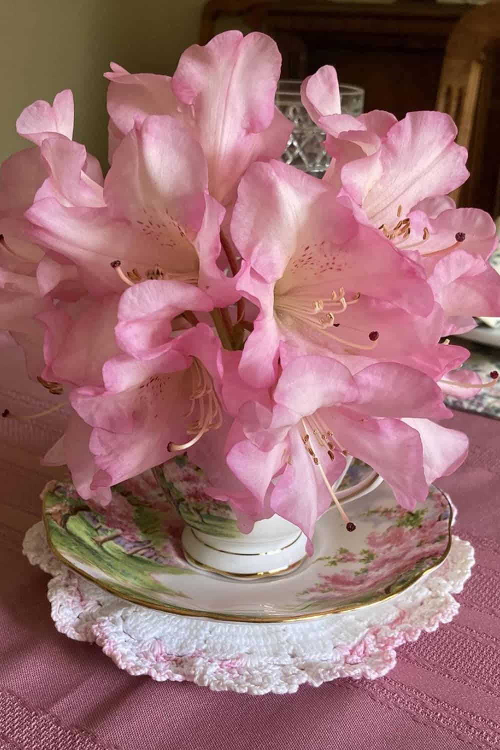 Valentine tea party ideas floral teacup centerpiece