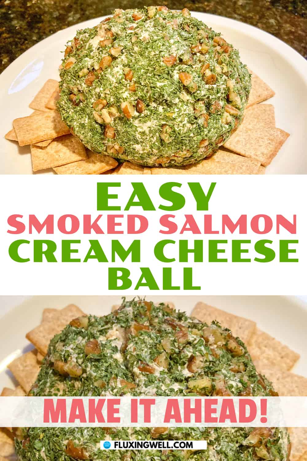  easy smoked salmon cream cheese ball two views