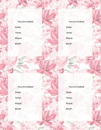 Free tea party invitations pink floral invitations