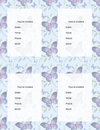 Free tea party invitations butterfly invitations