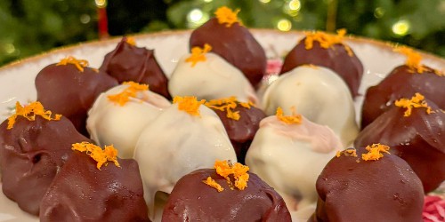 chocolate orange truffles closeup