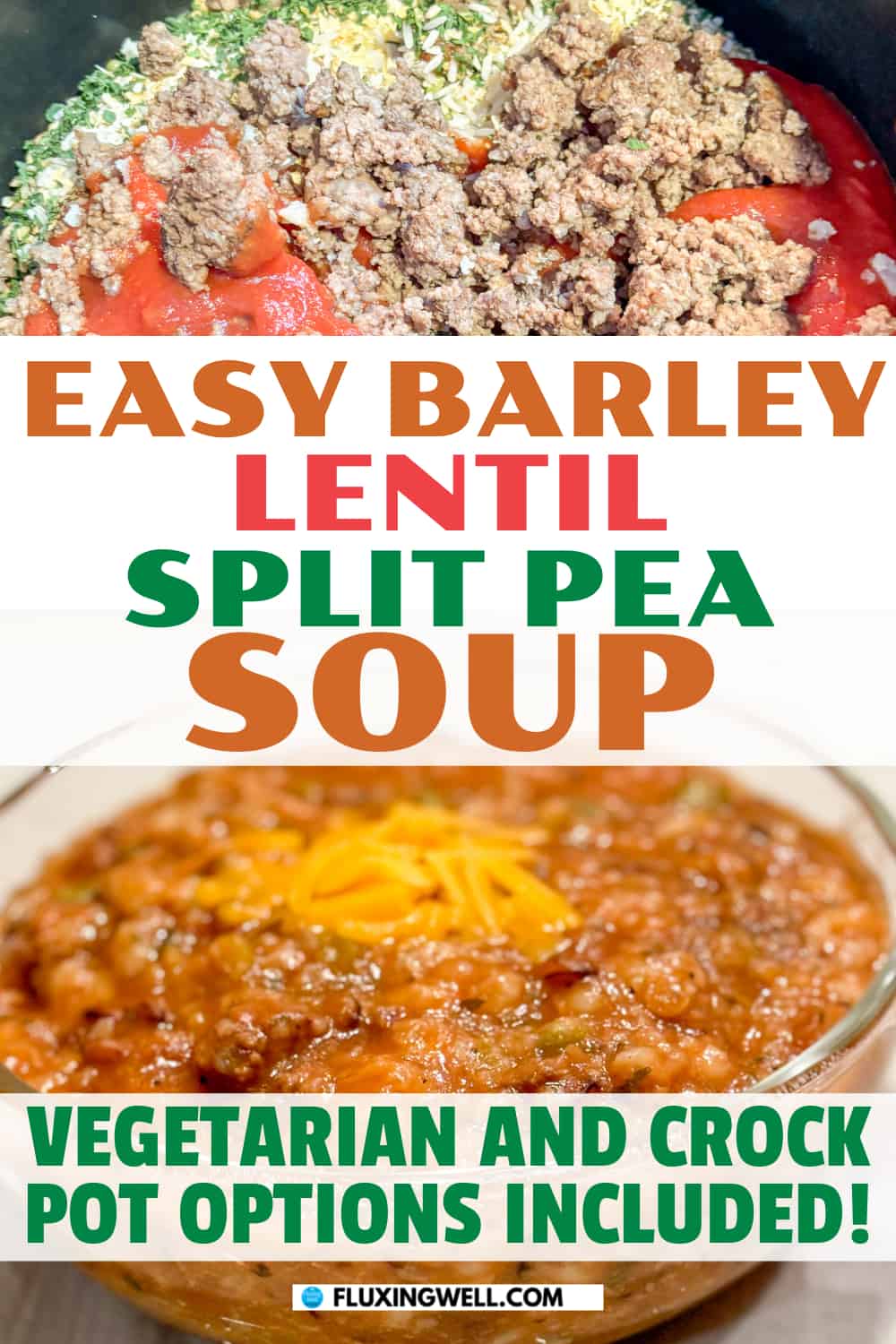 easy barley lentil split pea soup