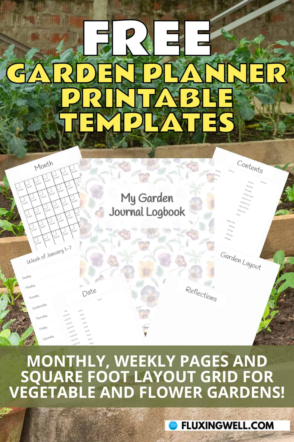 free garden planner printable templates for vegetable and flower gardens journal logbook page collage
