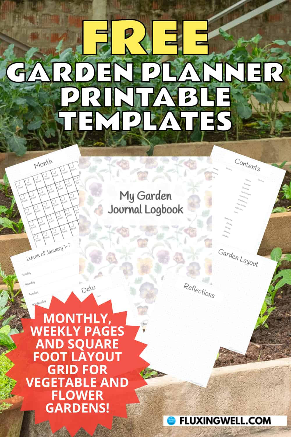 free garden planner printable templates for vegetable and flower gardens journal logbook page collage