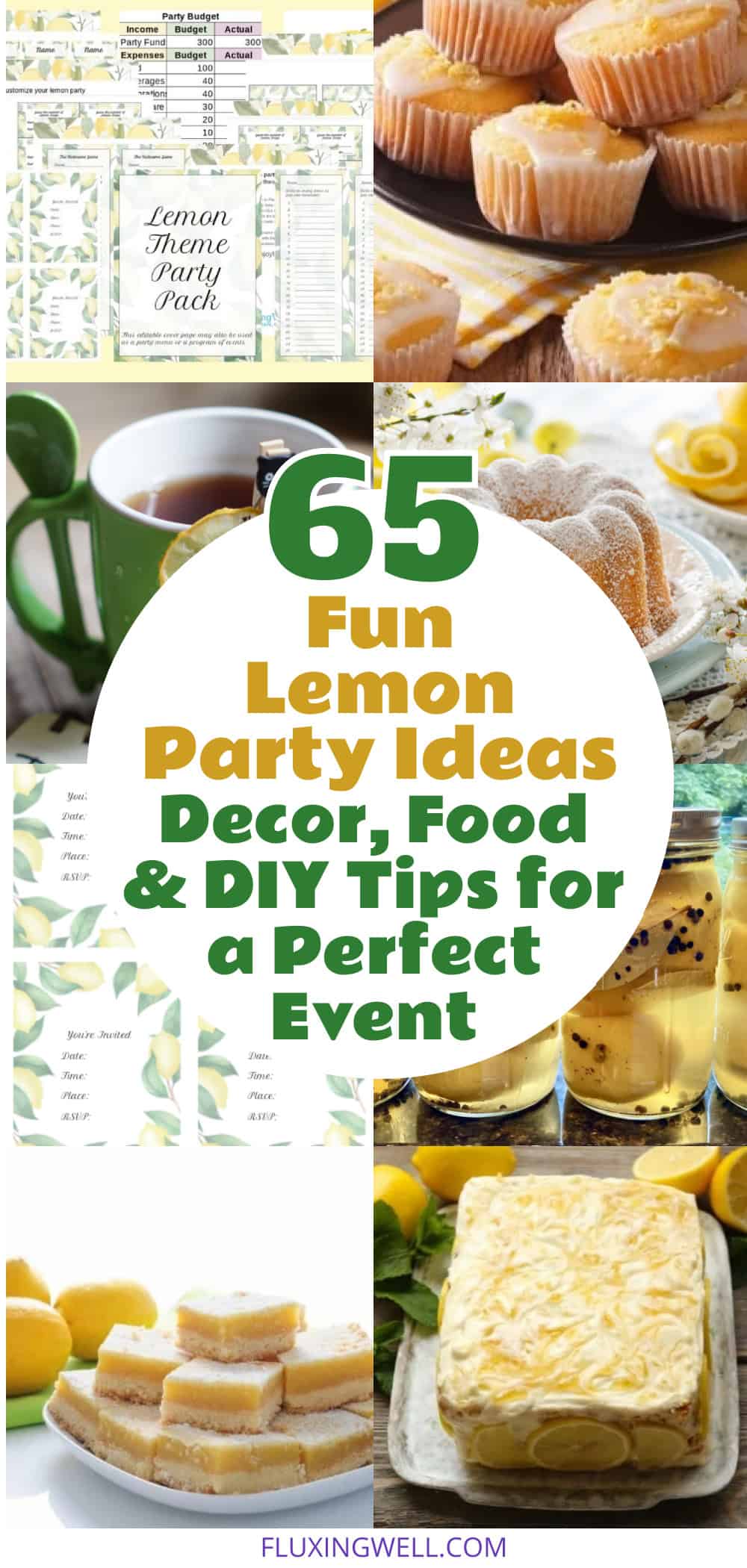 lemon themed party ideas collage