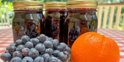 blueberry orange jam in jars