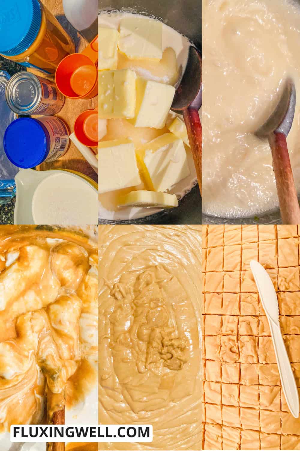 Easy peanut butter fudge with marshmallow creme and evaporated milk steps to making