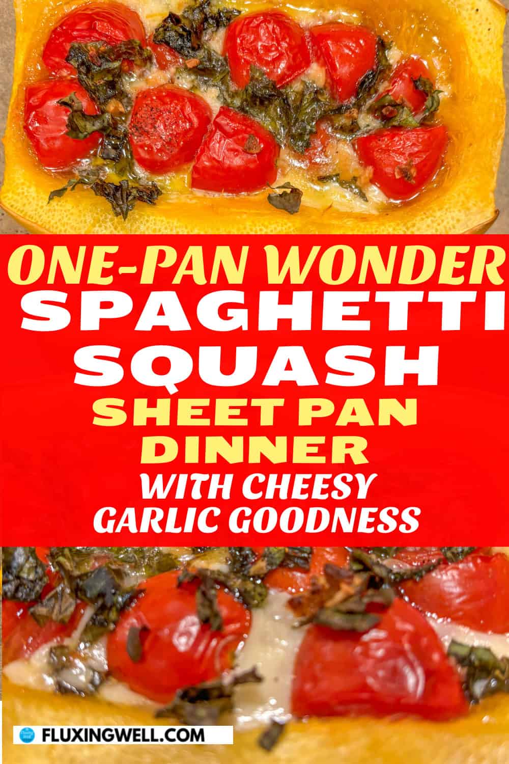 creamy spaghetti squash sheet pan dinner