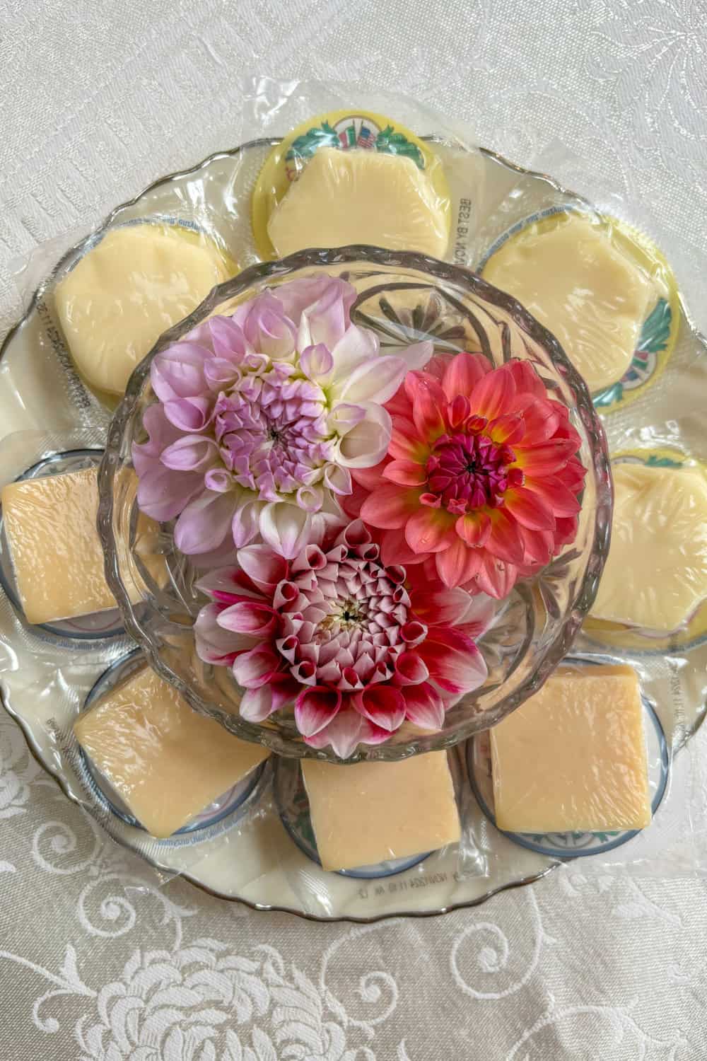 floral theme birthday party floral folded cheese plate