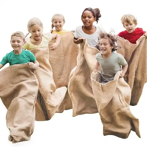 JOYIN 6 Pack Large Burlap Potato Sack Race Bags, 39" x 25" Potato Sacks Racing Bags for Kids & Adults,Outdoor Play, Family Reunion, Outdoor Picnic Party, Outside Yard Lawn Easter Carniva...