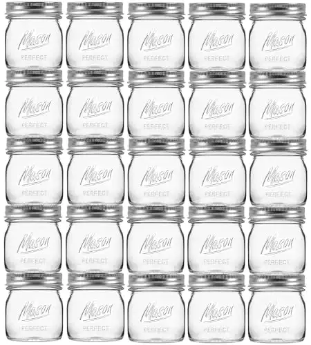 Esrentle 24 Pack 8 oz Mason Jars with Regular Lids - Mini Glass Clear Mason Jars, Small Half Pint Canning Jars with Airtight Lids for Jam, Honey, Baby Foods, Overnight Oats, Party Favors