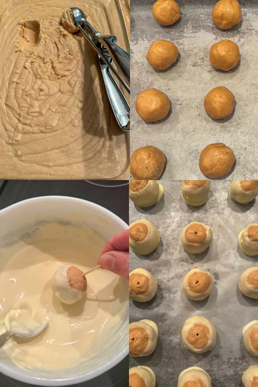 peanut butter truffles white chocolate buckeyes steps