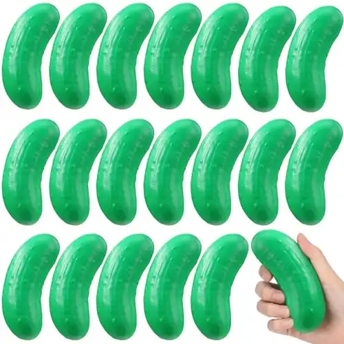 HyDren 20 Pcs Pickle Stress Balls Bulk Christmas Pickle Toy 4.72" Squeezable Balls Foam Funny Stress Toy Pickle Stress Relief Balls Funny for Employee Coworker Team