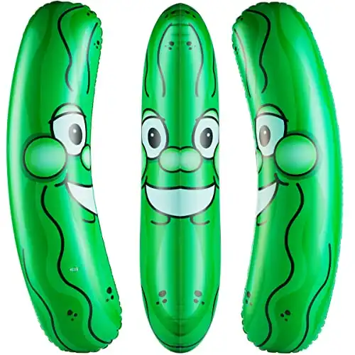 Giant Inflatable Pickle - (Pack of 3) 36-Inch-Tall Funny Pickles, Durable and Fun Pickle Party Favors, Food Decor, Novelty Gag Prank, Joke Birthday Gifts or Beach and Pool Float Toy Inflates