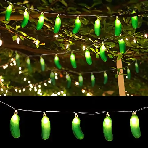 Mudder 33.5 inch Pickle Ornament Christmas Pickle Tree Ornament Pickle Christmas Ornament Pickle Glass Christmas Light for Indoor Outdoor Holiday Party Christmas Tree Home Decor (8 LEDs)