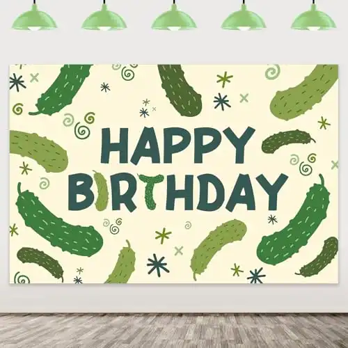 Pickle Birthday Backdrop Banner Kind of a Big Dill Party Decorations Green Sour Cucumber Themed Birthday Photography Background for Kids Boys Funny Cucumber Pickle Birthday Party Supplies 5x3ft