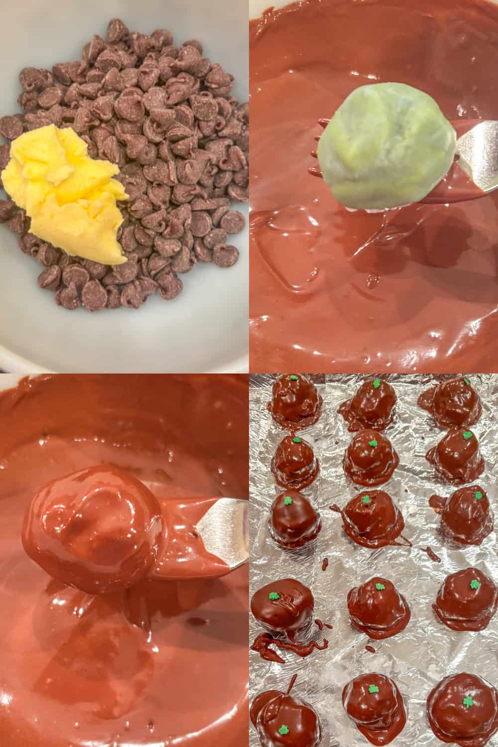 mint chocolate truffles coating steps