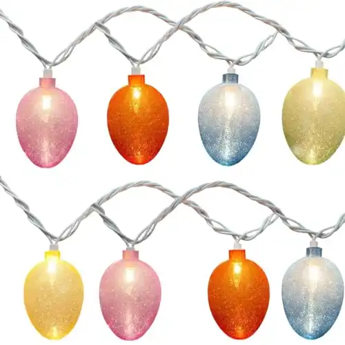 Easter Lights String, 8.5Ft Easter Decoration String Lights with 10 Easter Egg Lights, Multicolor Egg String Lights Plug in for Outdoor Bedroom Party Holiday Home Spring Themed Tree Eggs Decor