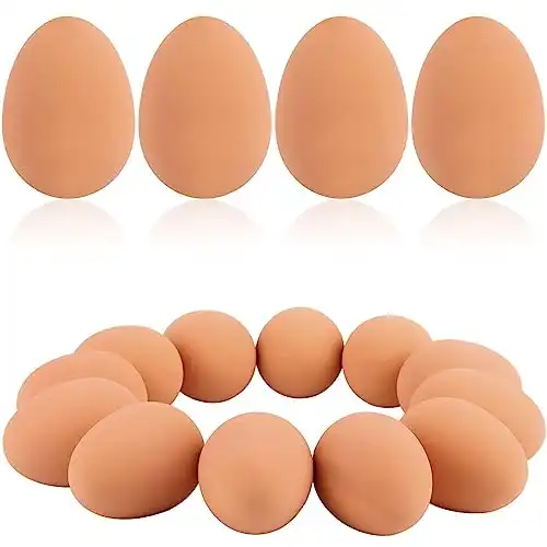 JiaUfmi 12 Pcs 2.16 Inch Rubber Bouncing Egg Brown Fake Bouncy Balls Realistic Soft Bouncing Eggs Bulk for Easter Party Favors Funny Pet Toy