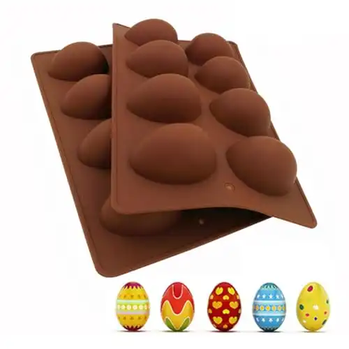 EchoDone Egg Shape Soap Mold Non Stick Silicone Half Egg Mold for Soap Making, Truffles Chocolate, Candy, Jelly, Desserts, Ice Tray Backing Set Cake Mould 2 Packs