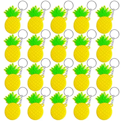 CiciBear 20 Pack Pineapple Keychains Party Return Favors for Hawaiian Tropical Luau Theme Party, Baby Shower,Birthday,School Carnival Rewards