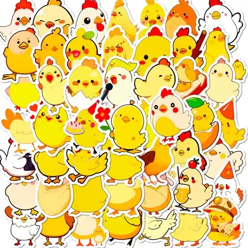 100 Pcs Chicken Stickers Cute Waterproof PVC Chicken Stickers Chicken Party Supplies for Bike Motorcycle Skateboard Luggage