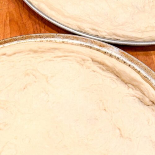 best bread machine pizza dough on two pans