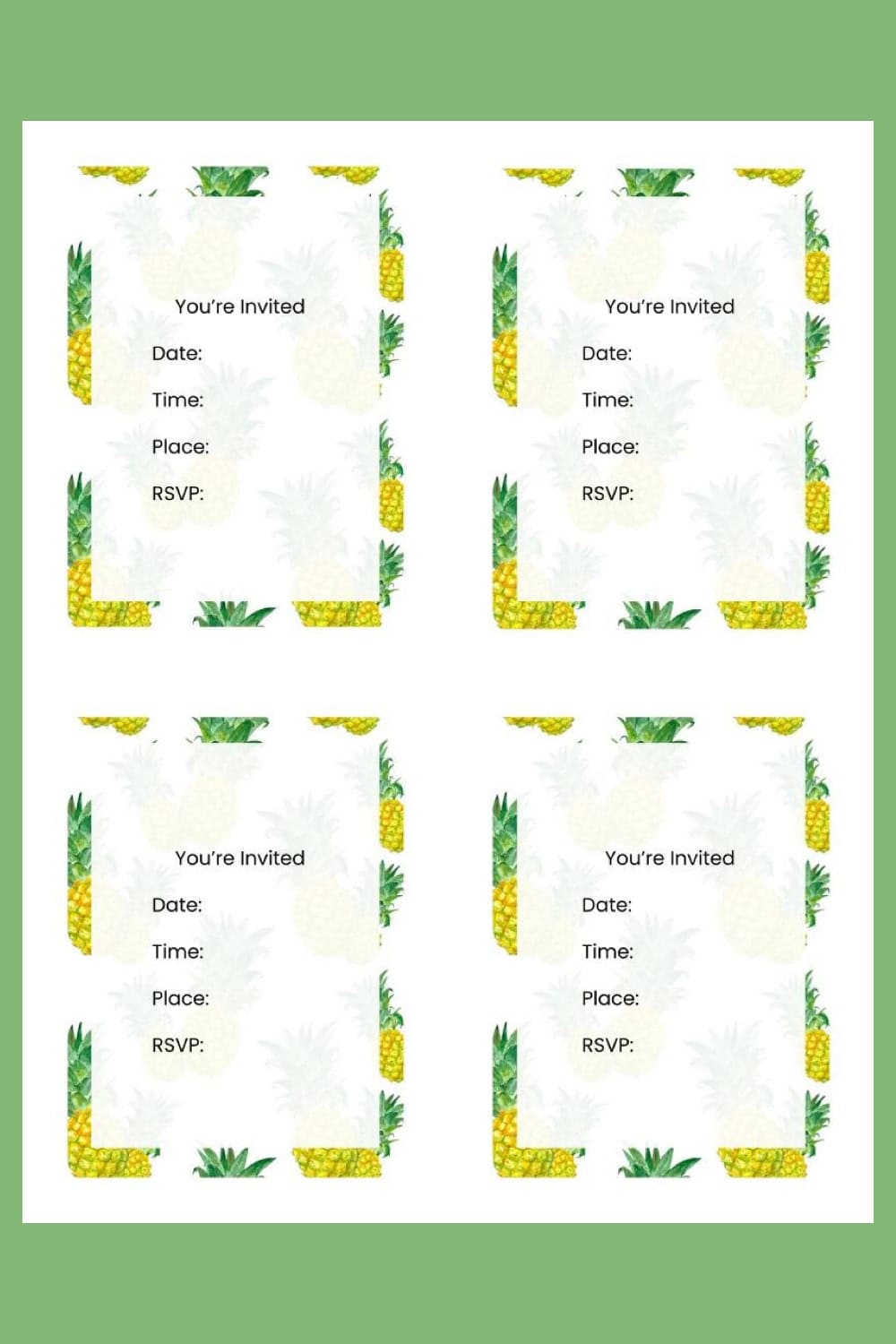 pineapple themed party invitations image